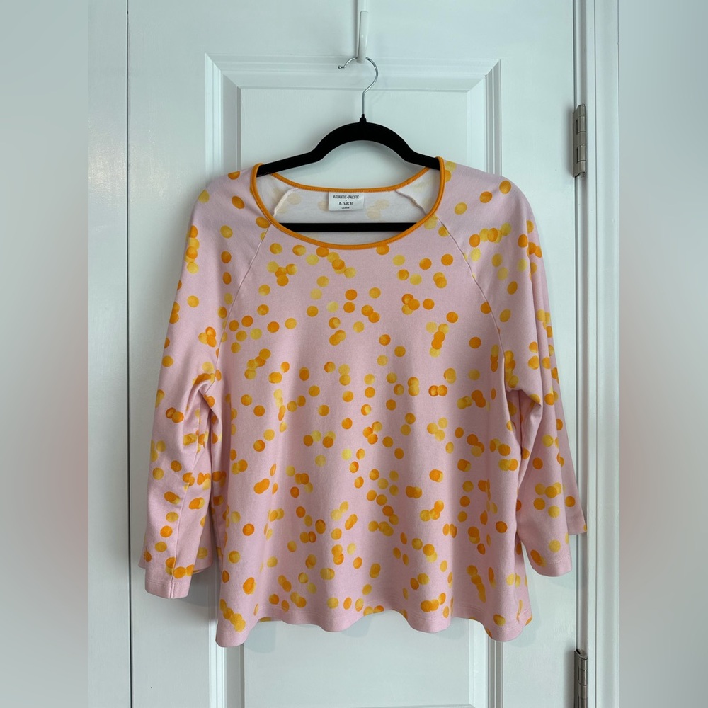 LAKE x Atlantic Pacific Penny Pima Cotton Dotted Pajama Top Size Large
